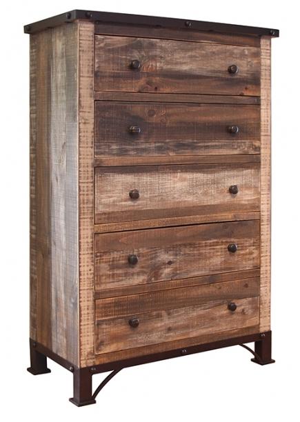 International Furniture Direct 900 Antique IFD966CHEST Rustic 5 Drawer